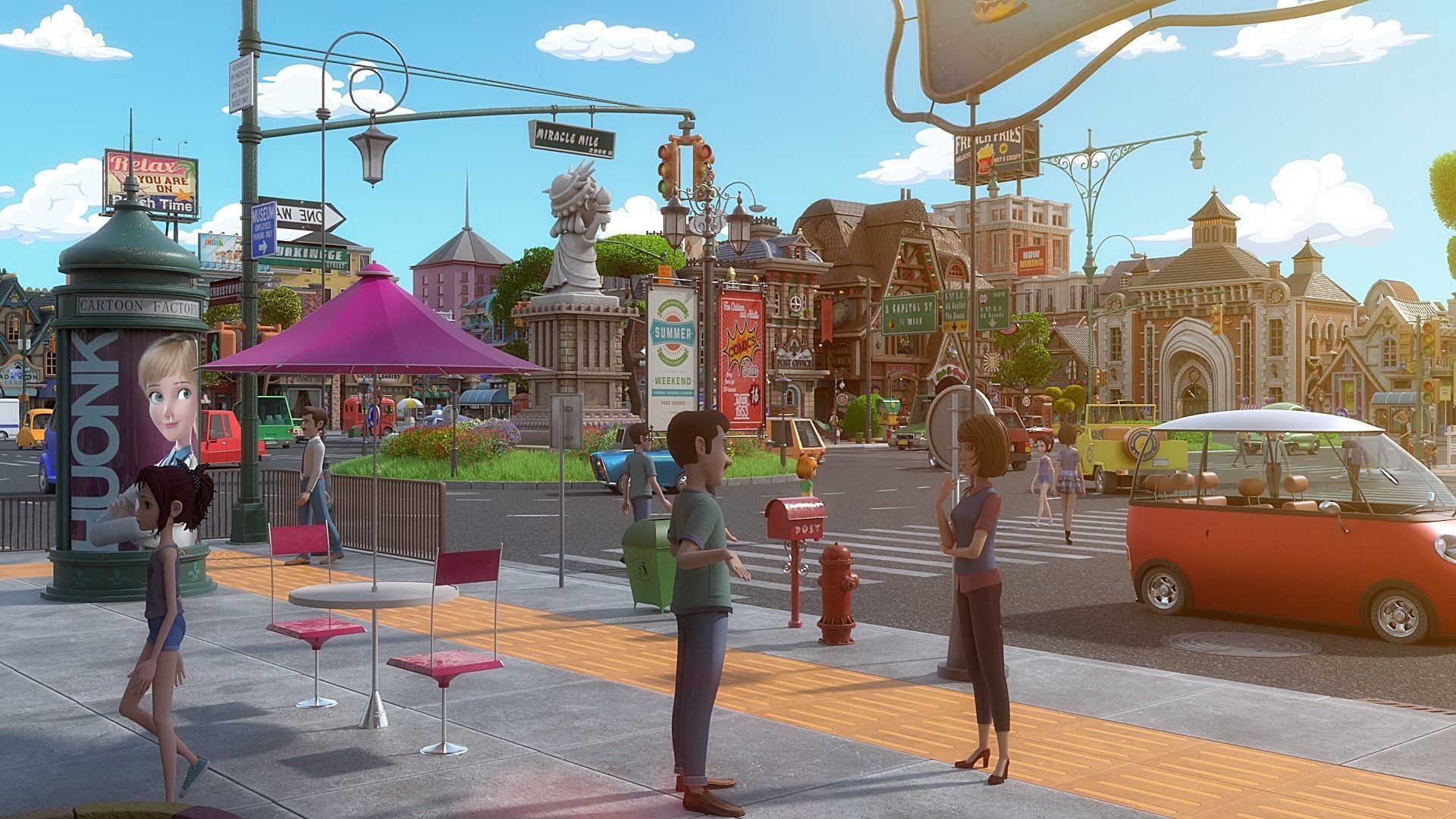 Cartoon City Street Scene V3 3D model_7
