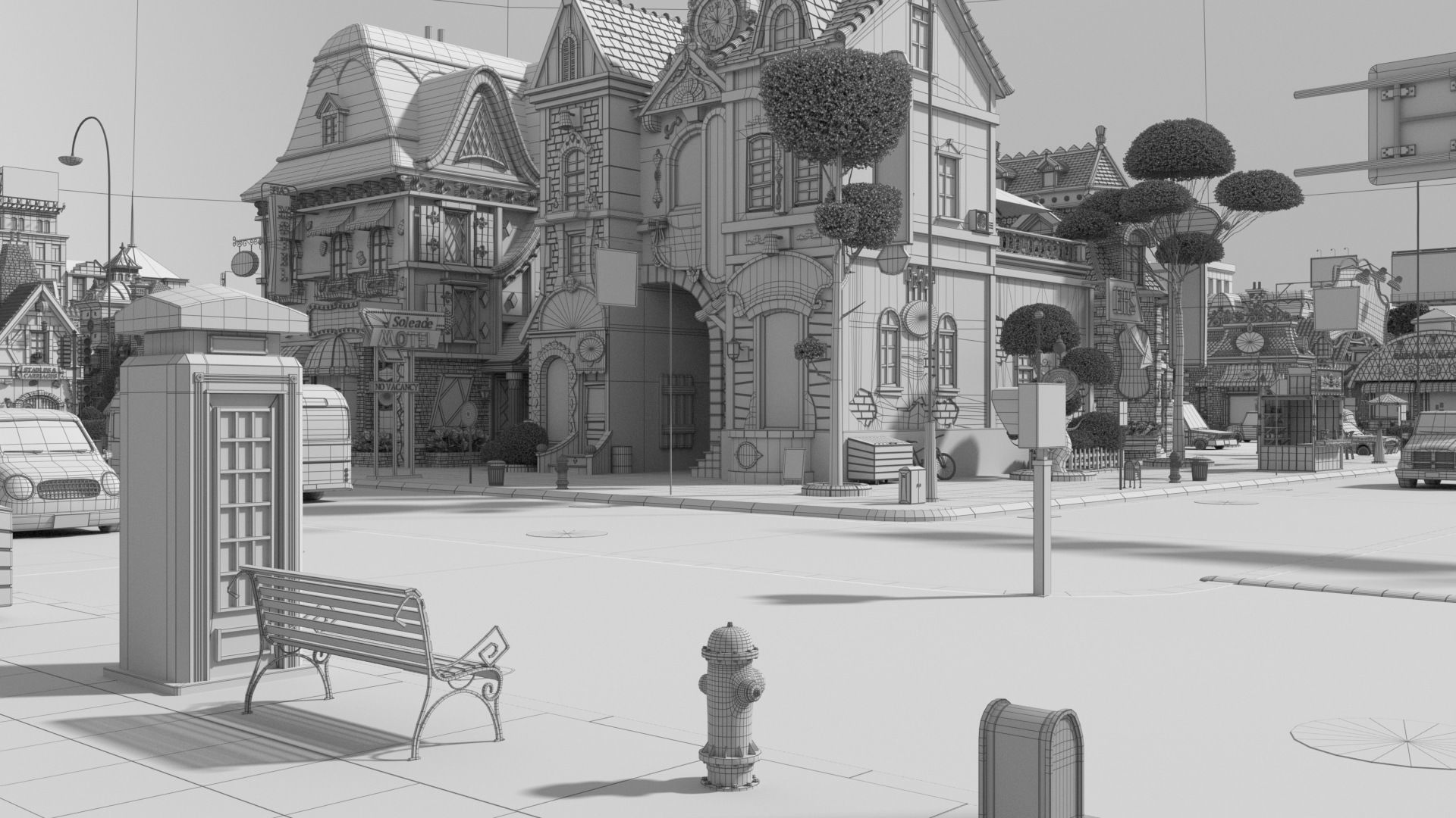 Cartoon City Street Scene V3 3D model_84