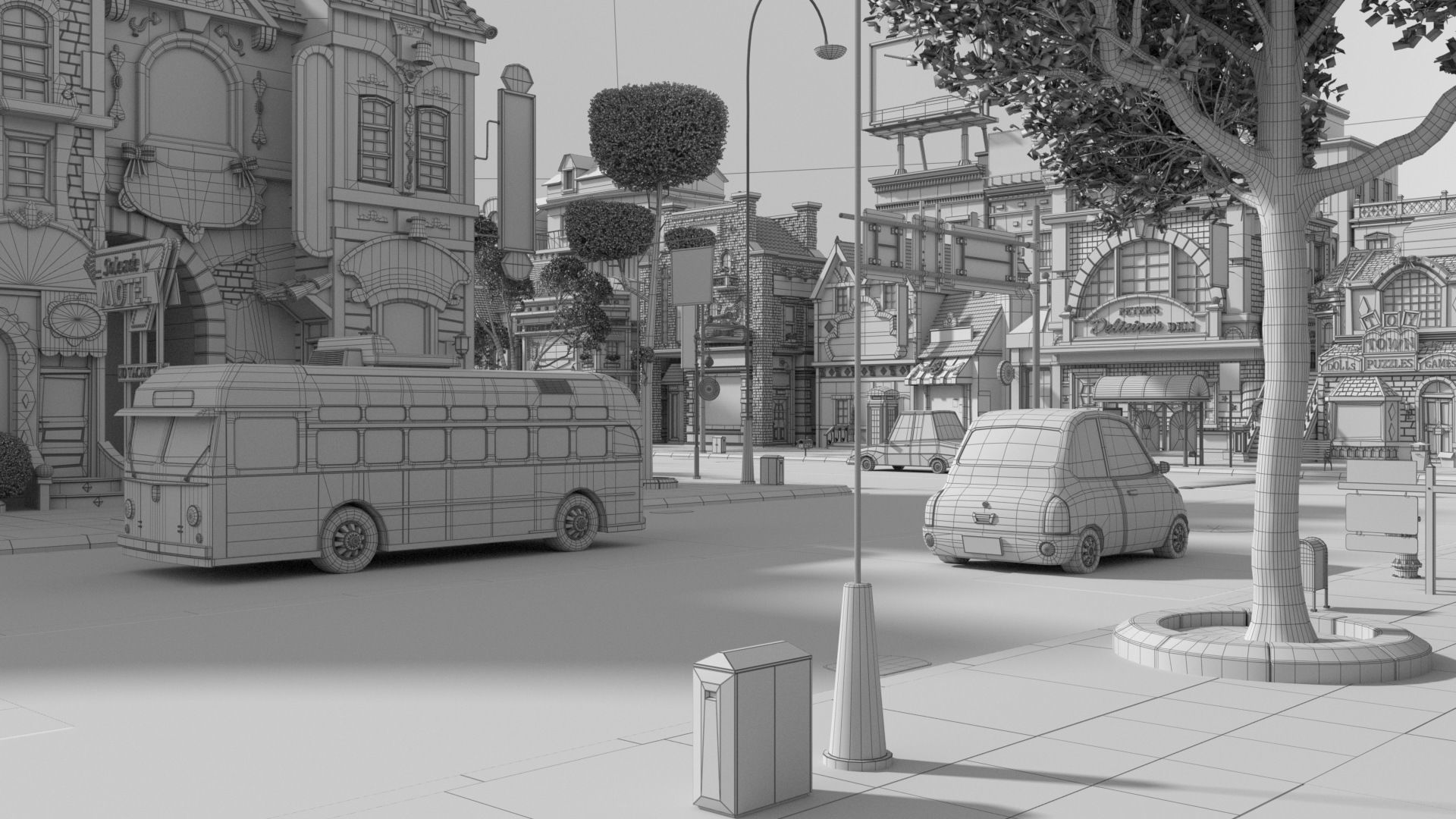 Cartoon City Street Scene V3 3D model_93