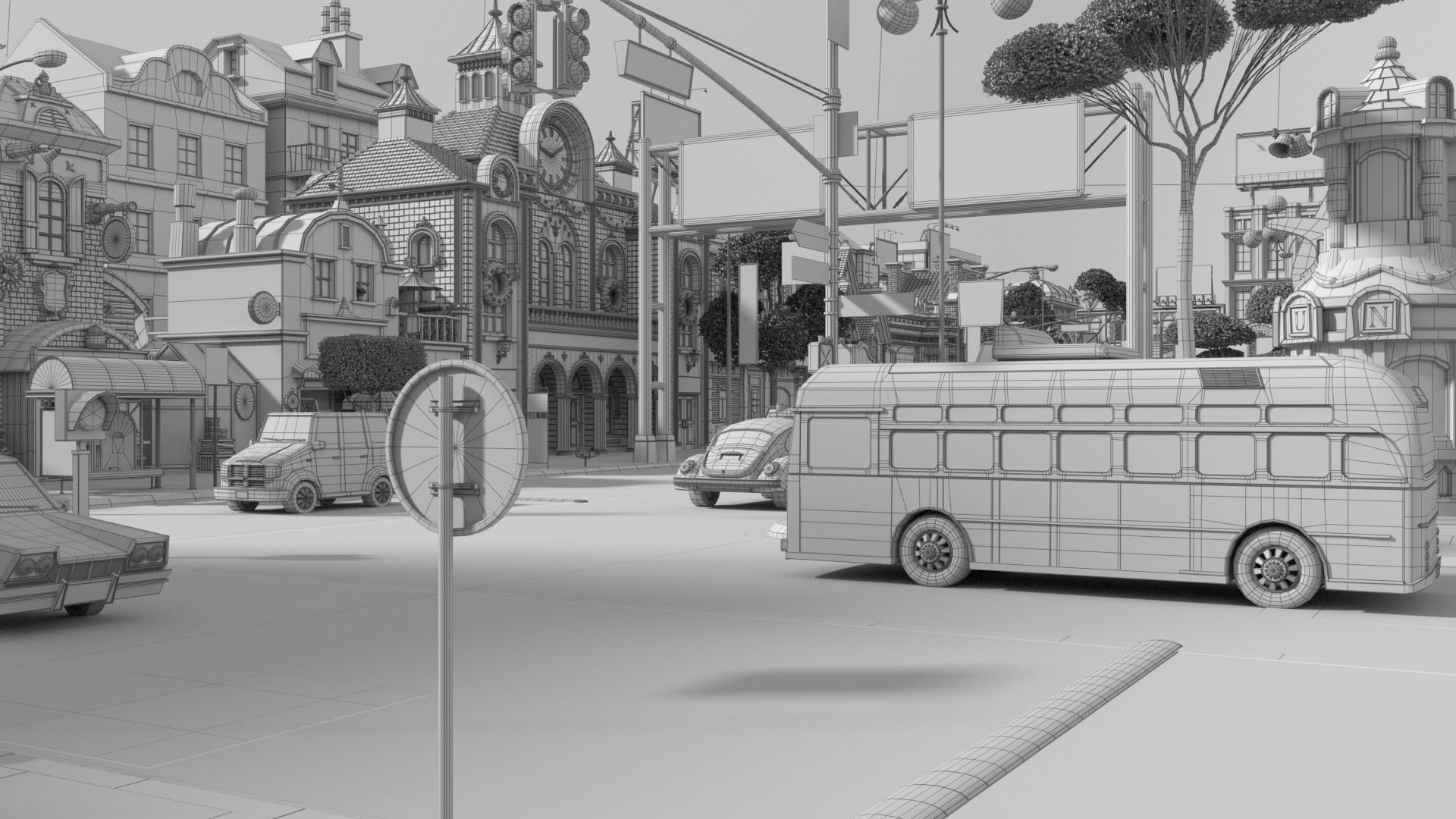 Cartoon City Street Scene V3 3D model_90