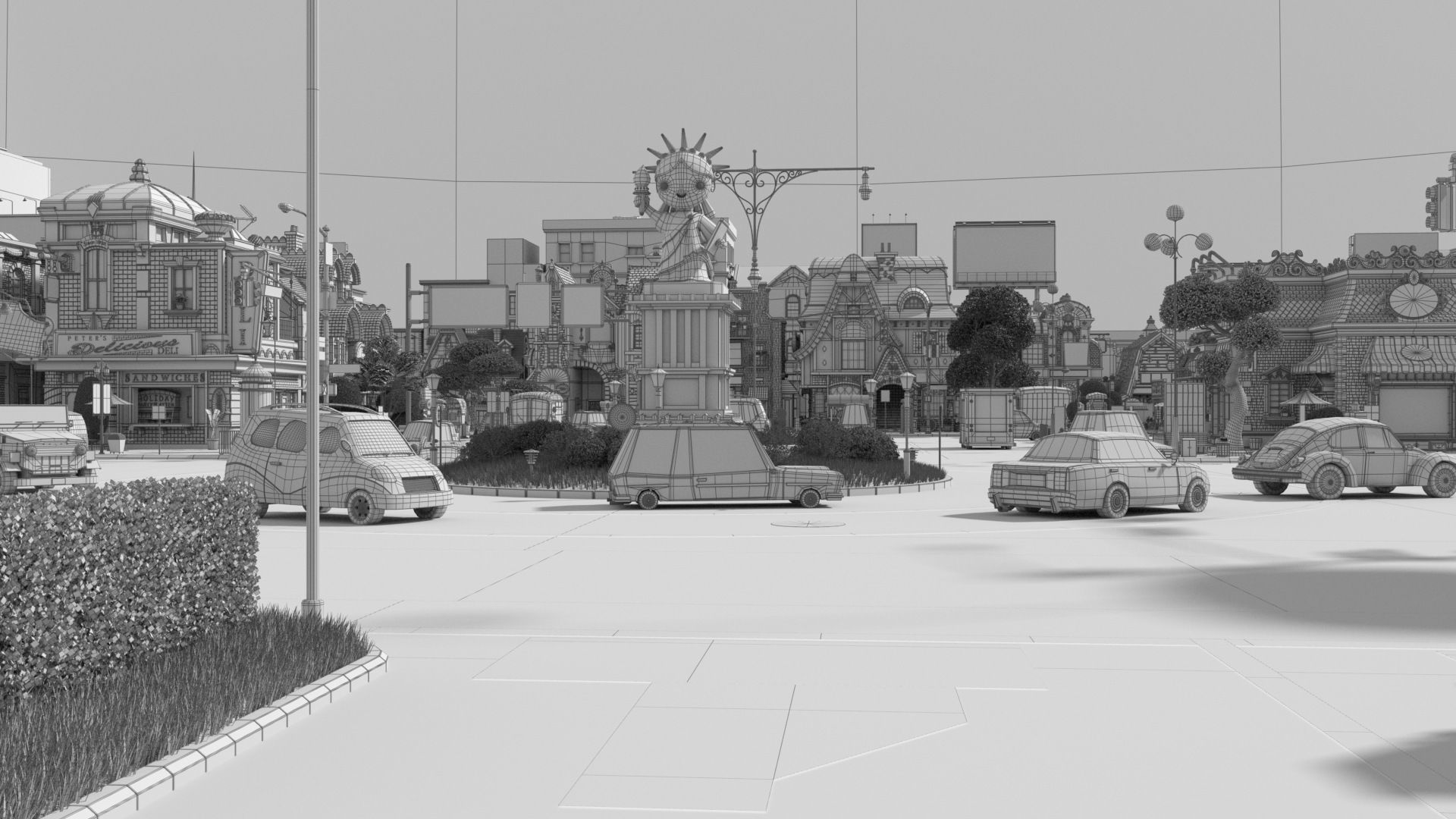 Cartoon City Street Scene V3 3D model_85