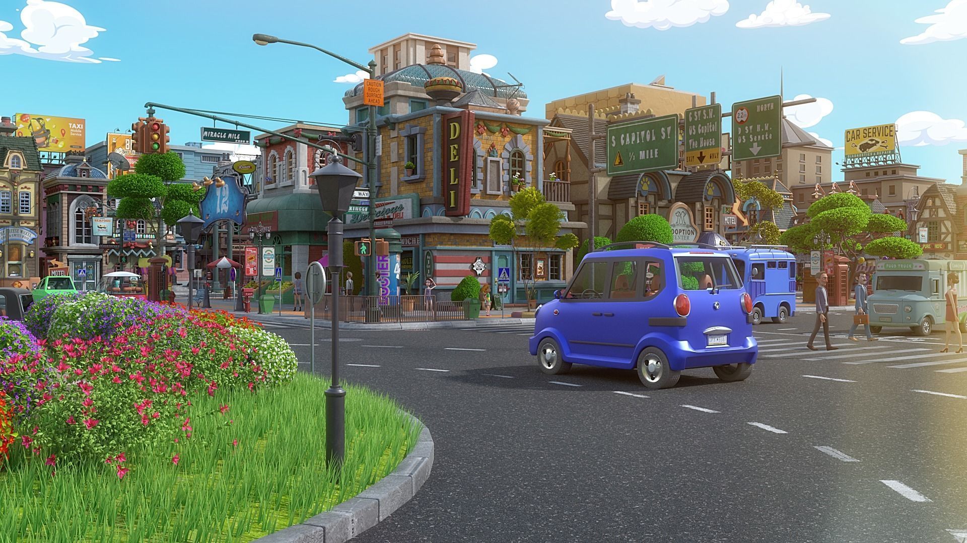 Cartoon City Street Scene V3 3D model_17