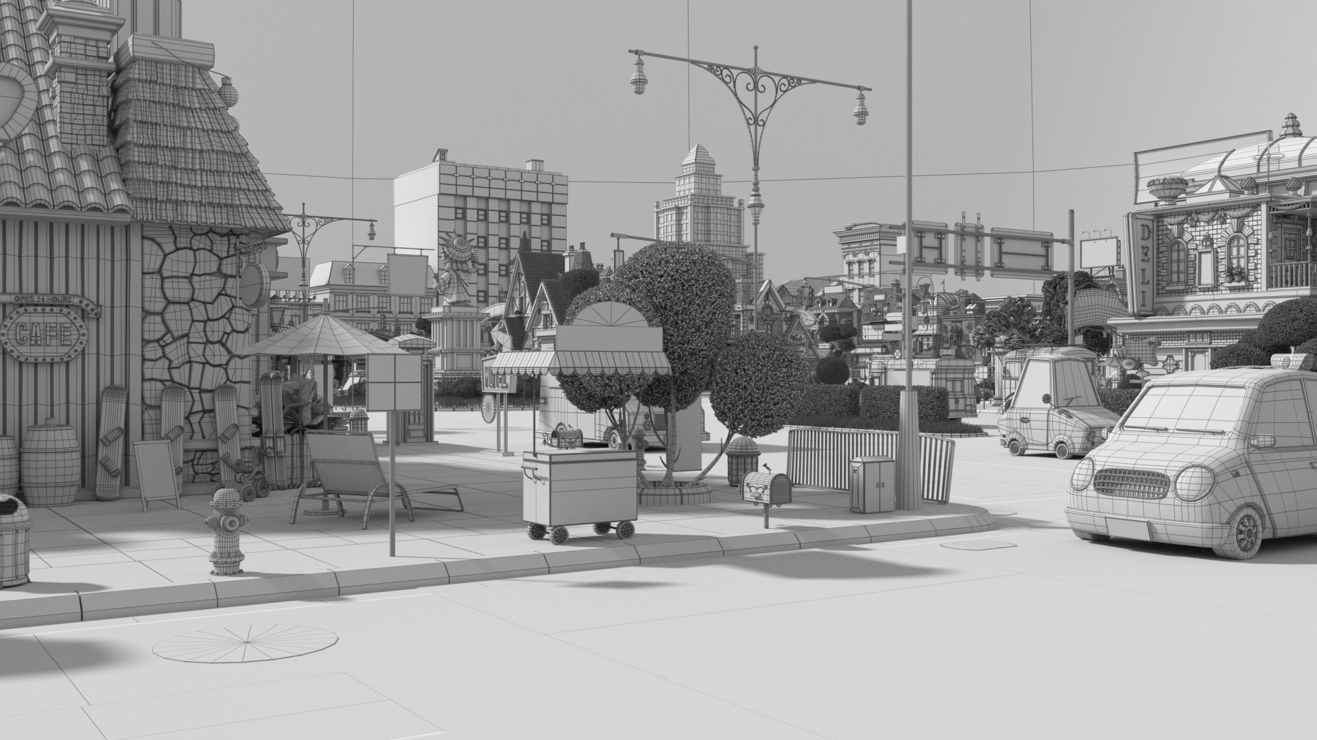 Cartoon City Street Scene V3 3D model_69