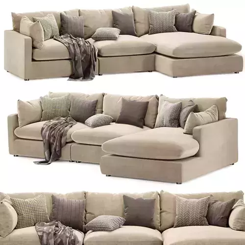 Sophie 3 Piece Modular Sofa Chaise 3D model