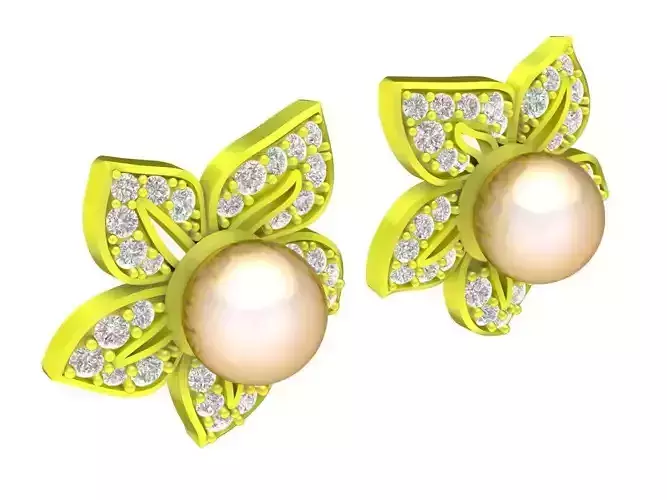 5794 flower diamond pearl earrings