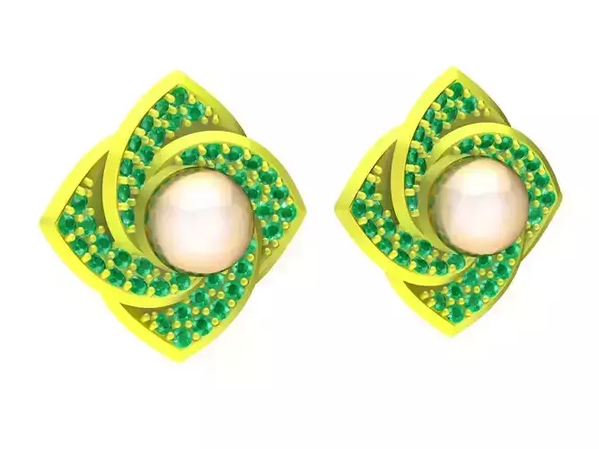 5795 flower diamond pearl earrings