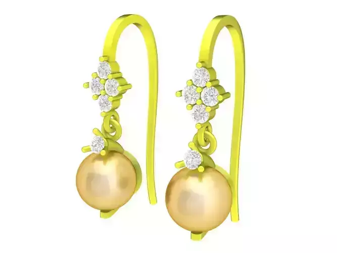 Pearl Drop Hook Earrings 5796 3D model 3D printable | CGTrader