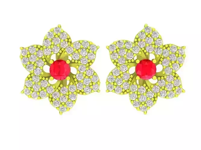 5797 flower diamond earrings
