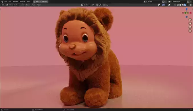 Rubber Face Cute Lion 3D Model 
