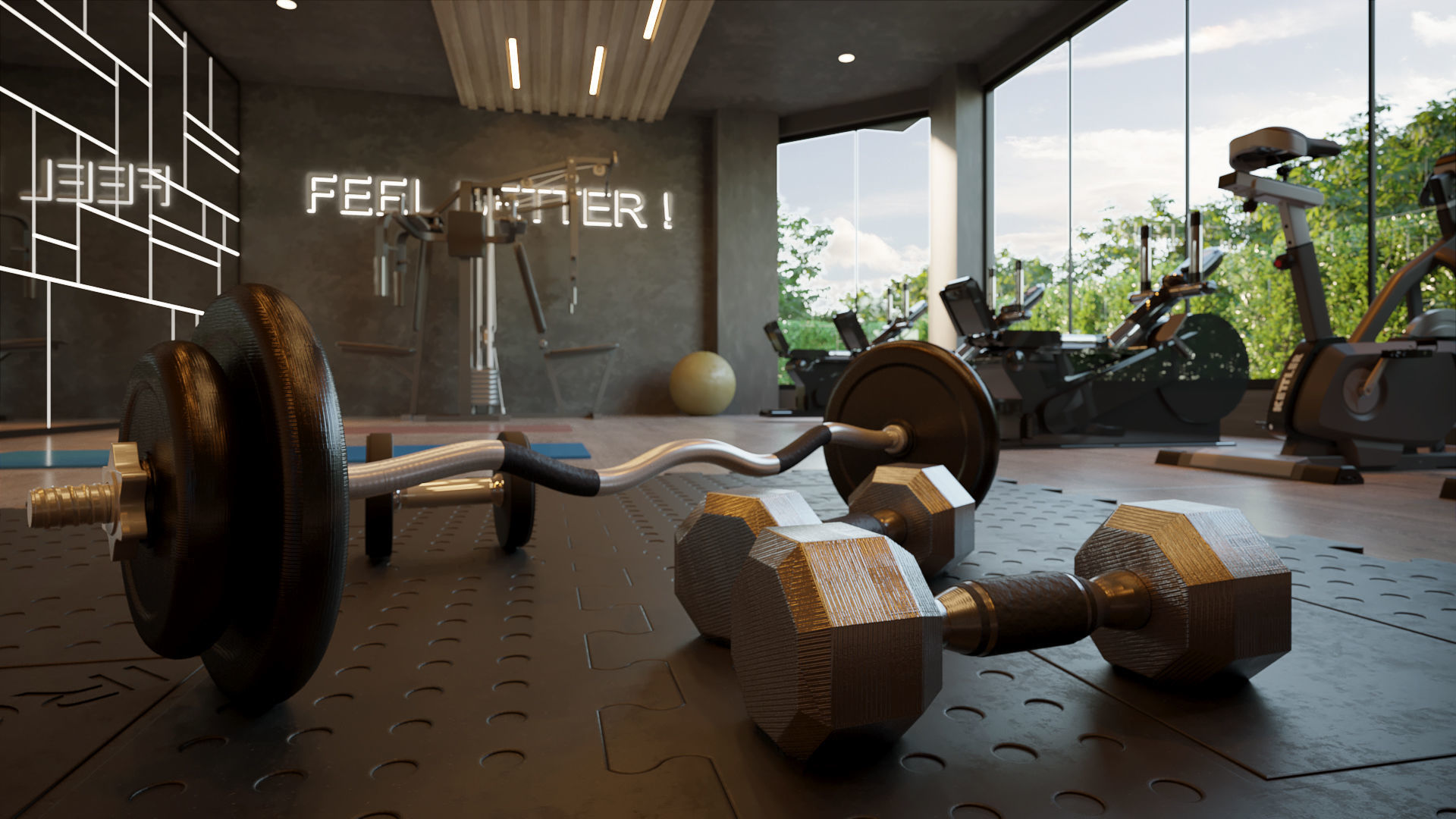 collection set of gyms and fitness centers _5