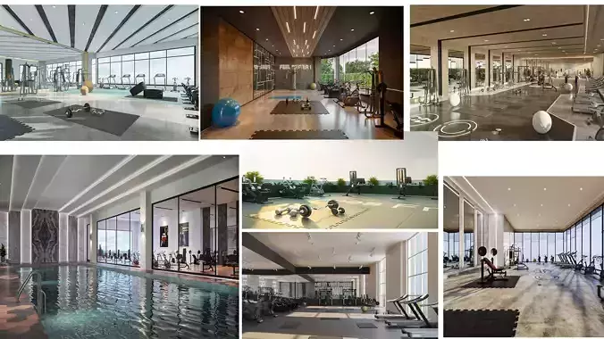 collection set of gyms and fitness centers 