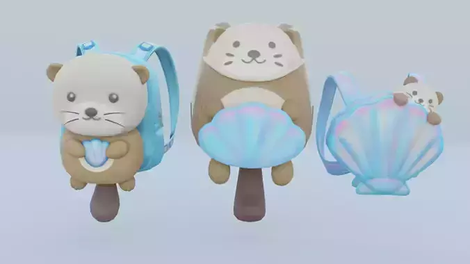 Bag 3x Sweet Raccoon Backpack 3D model
