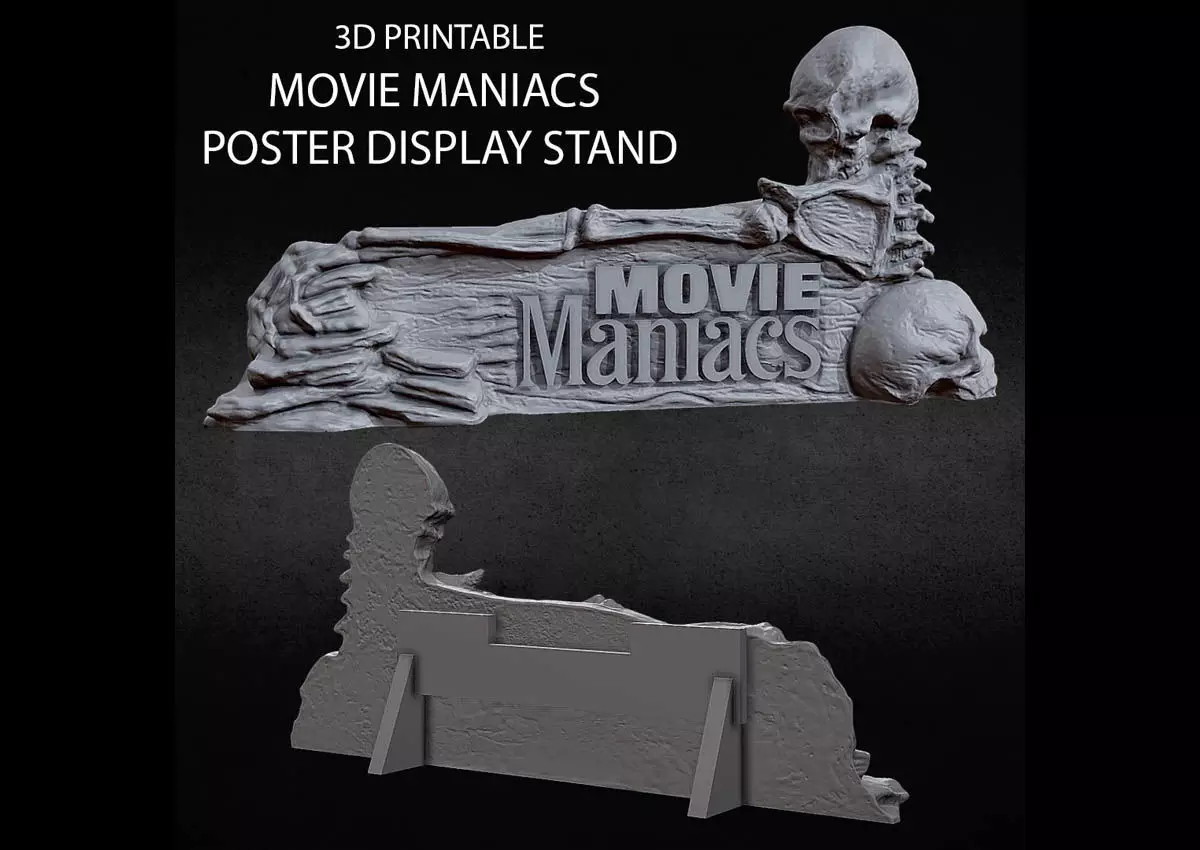 3D PRINTABLE MOVIE MANIACS SMALL POSTER STAND 3D print model_0