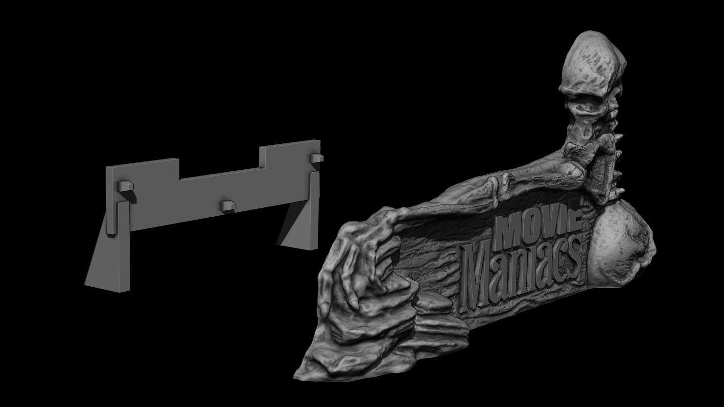 3D PRINTABLE MOVIE MANIACS SMALL POSTER STAND 3D print model_3