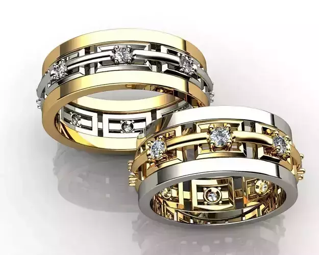 Diamond Wedding Rings 3D print model