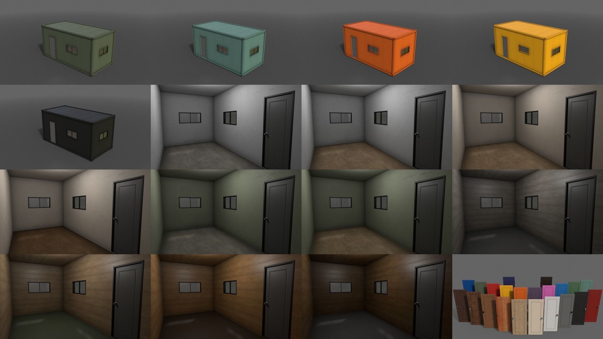 PBR Container House BB 20ft V1 Low-poly 3D model_3