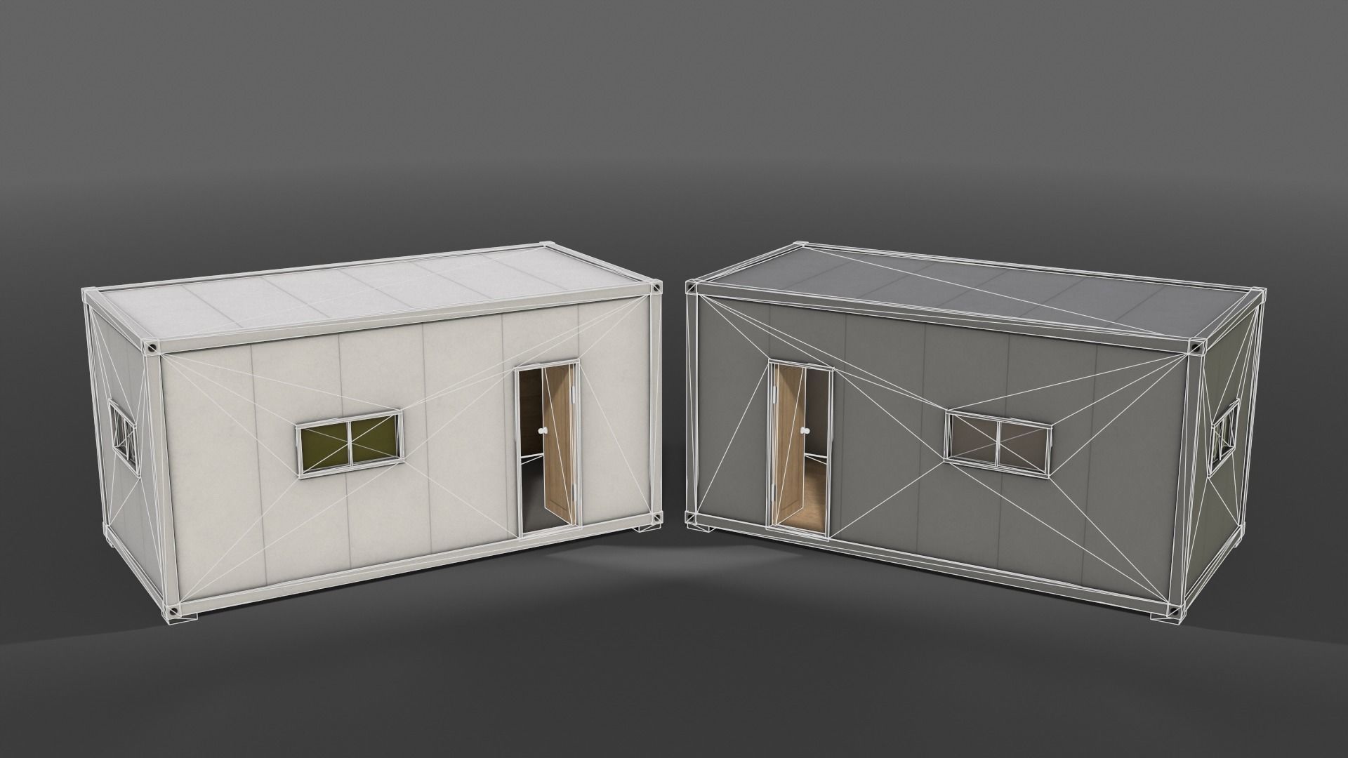 PBR Container House BB 20ft V1 Low-poly 3D model_6
