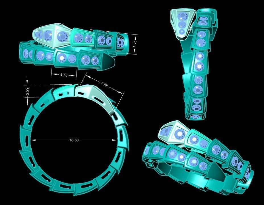 snake ring 3D print model_2