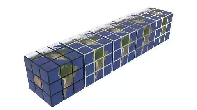 World Map Rubiks Cubes Set 3D model