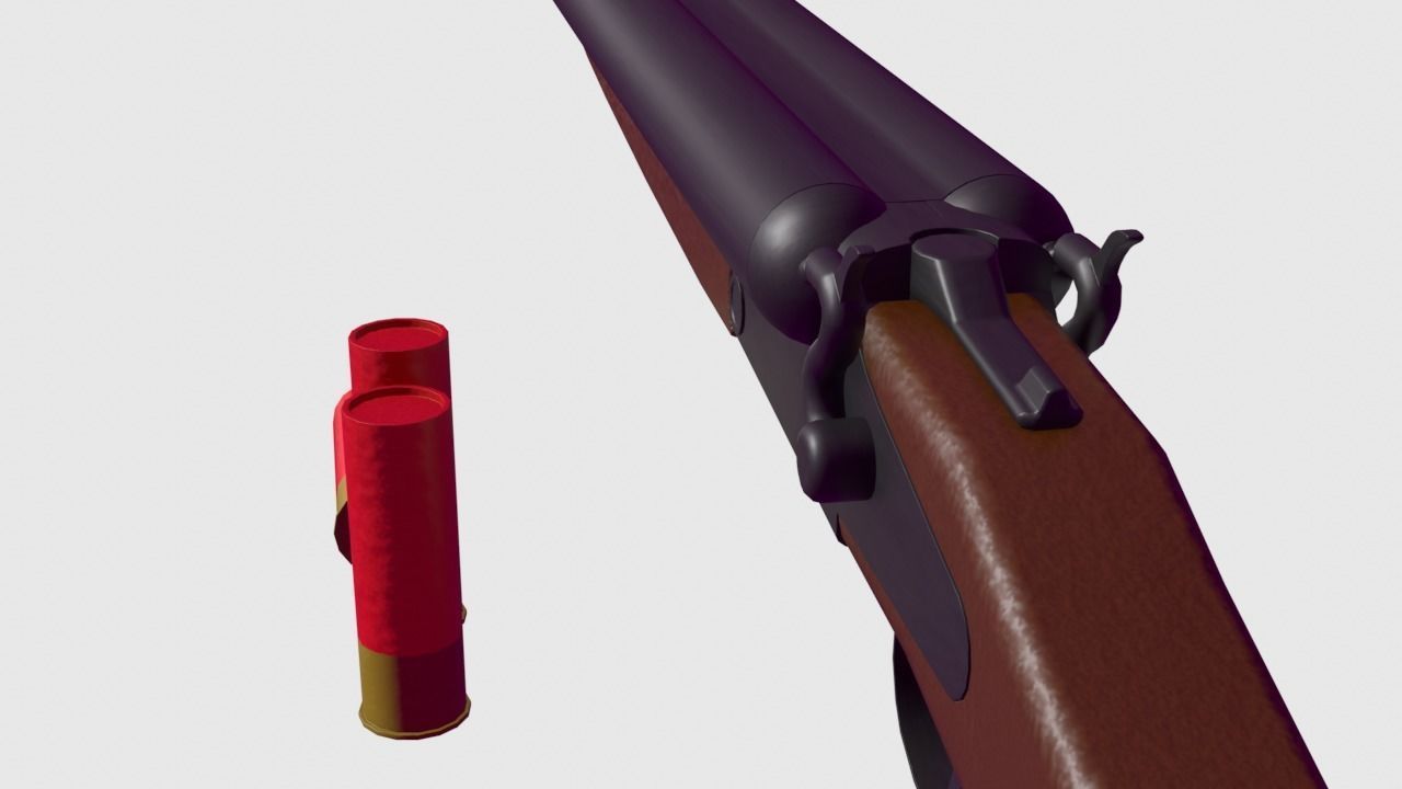 Double-barreled shotgun Free low-poly 3D model_1