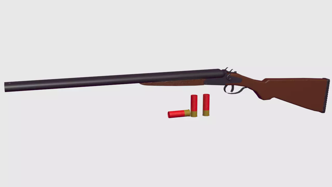 Double-barreled shotgun Free low-poly 3D model_0