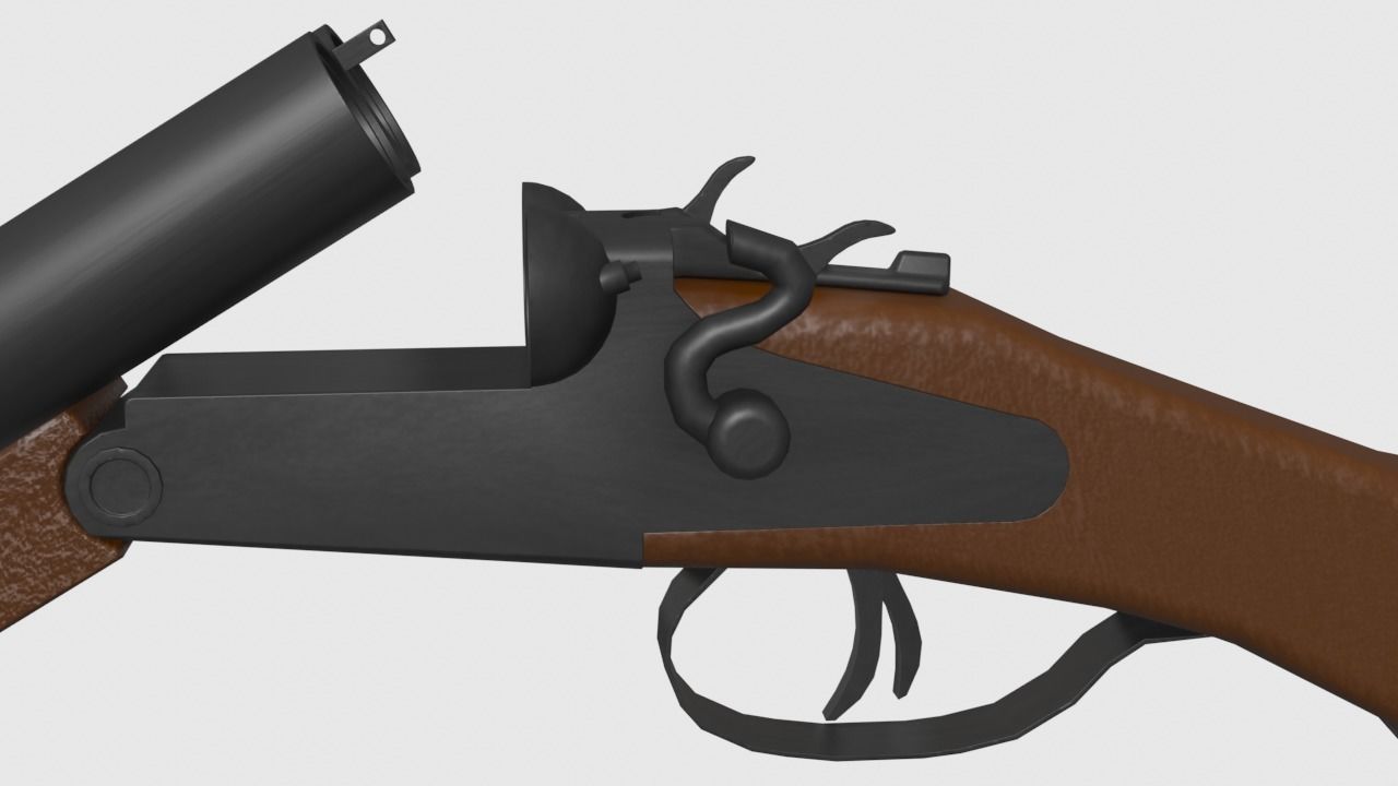 Double-barreled shotgun Free low-poly 3D model_5