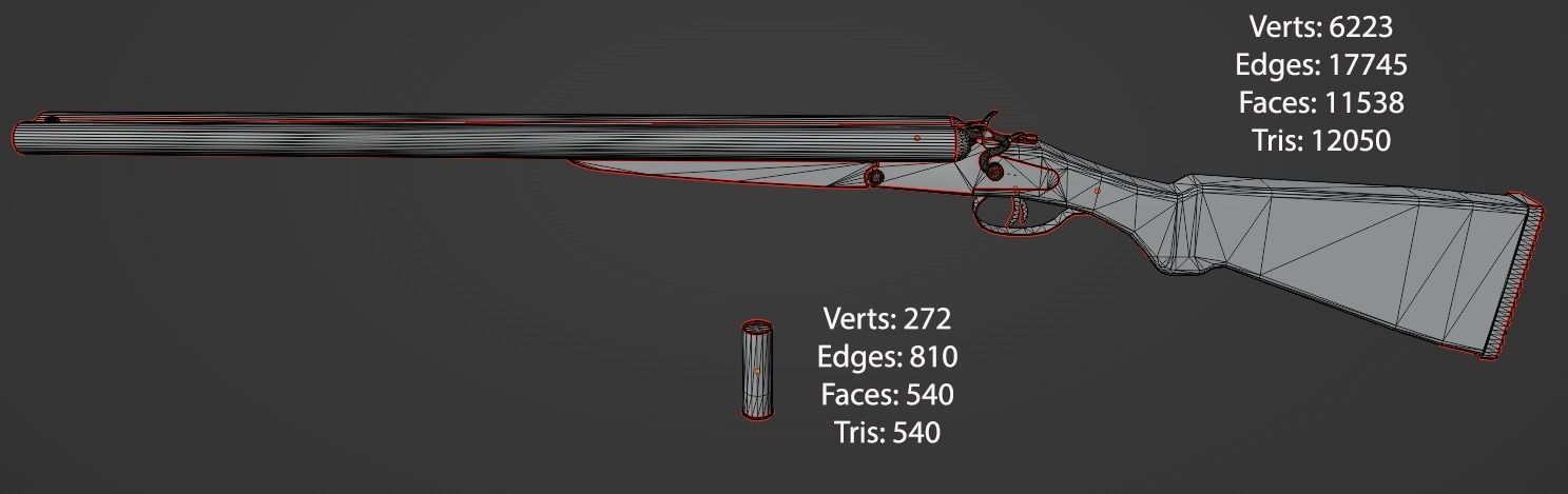 Double-barreled shotgun Free low-poly 3D model_6