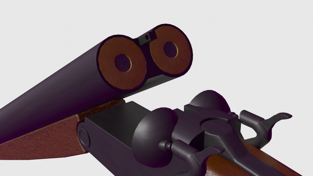 Double-barreled shotgun Free low-poly 3D model_2