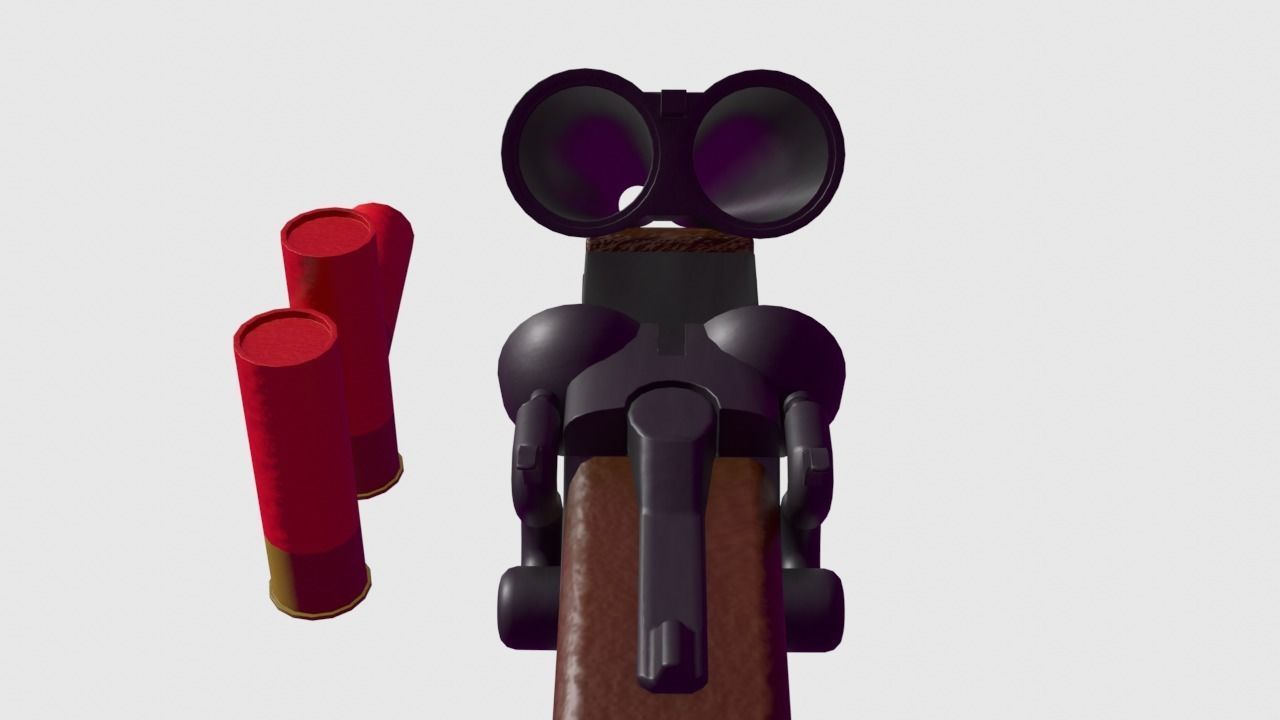 Double-barreled shotgun Free low-poly 3D model_4