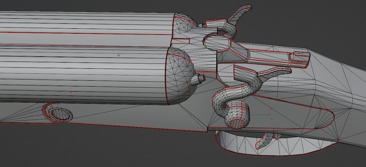 Double-barreled shotgun Free low-poly 3D model_7