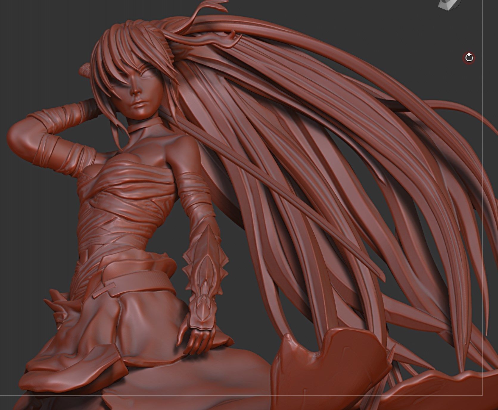 Samurai Girl in bands with katana sword Ayane Ichinari 3D print model_1