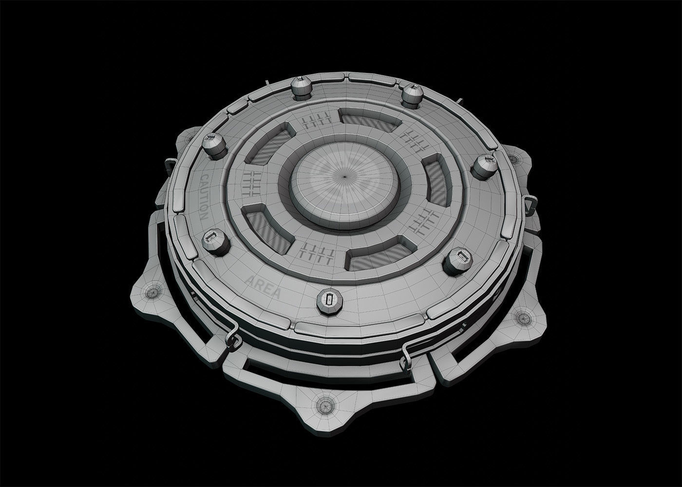 Electro Shock Landmine-2 Low-poly 3D model_7