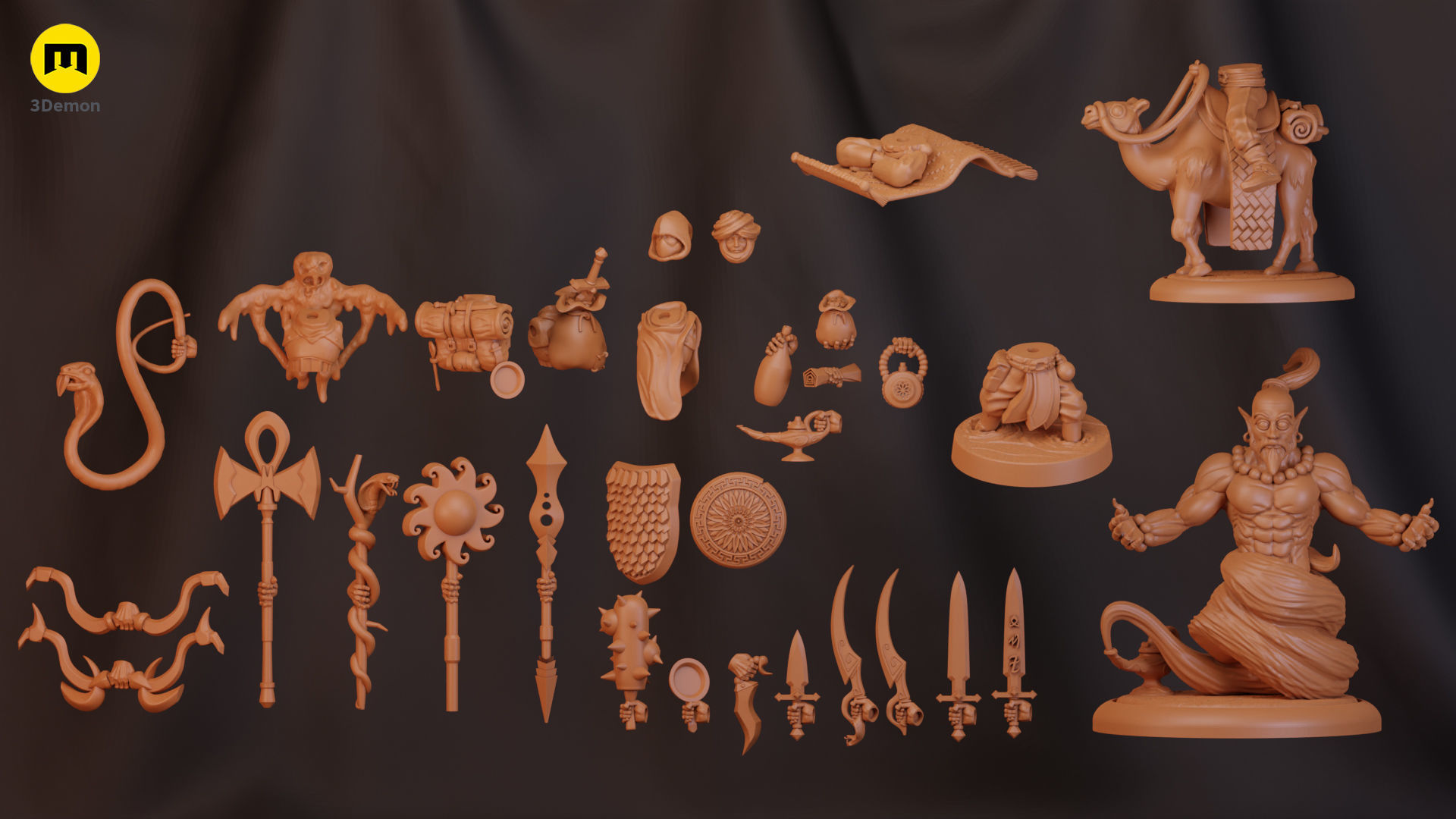 Magnetic DnD Desert Travels Pack 3D print model_4