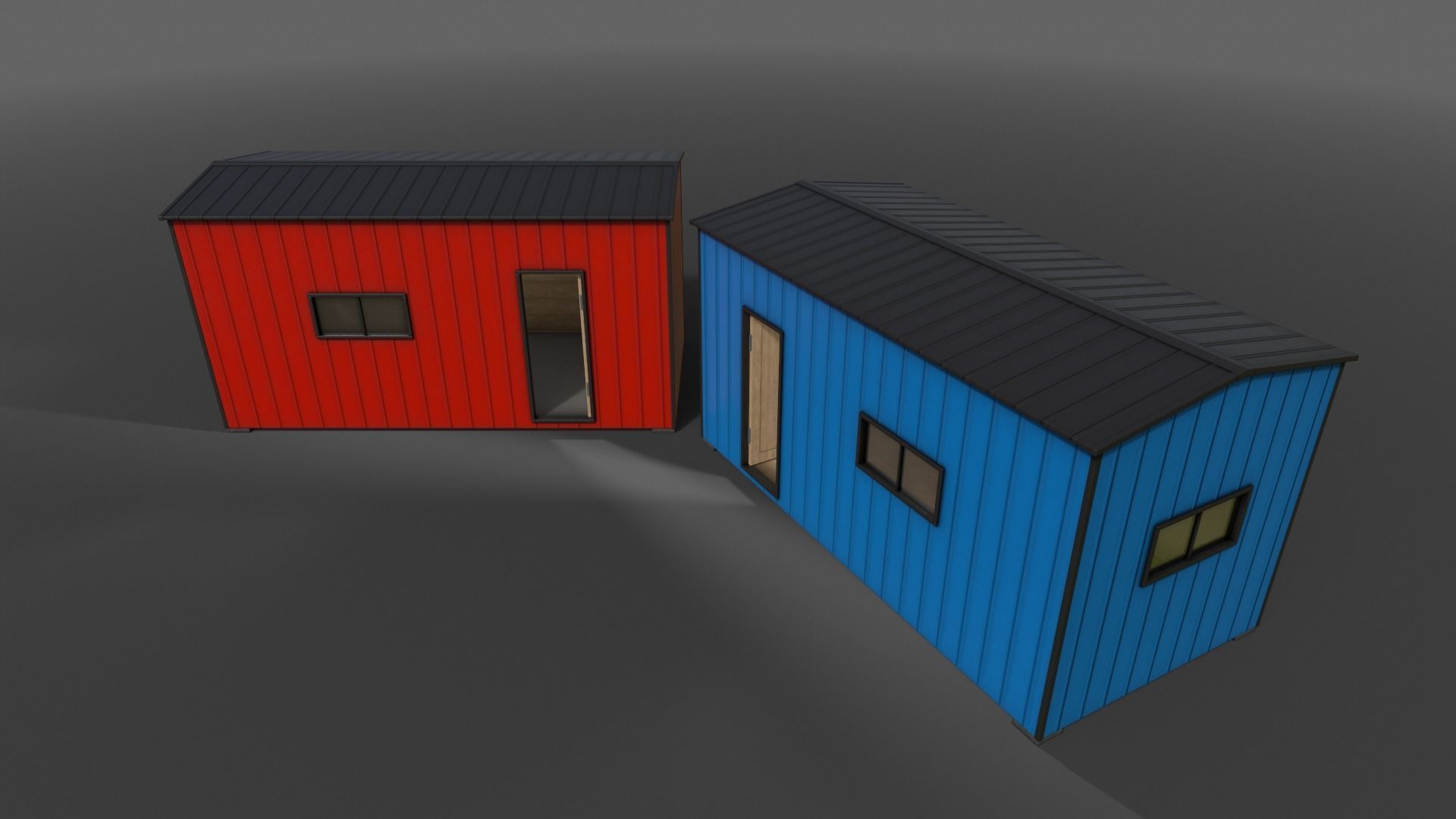 PBR Shed House B 20ft V1 Low-poly 3D model_11