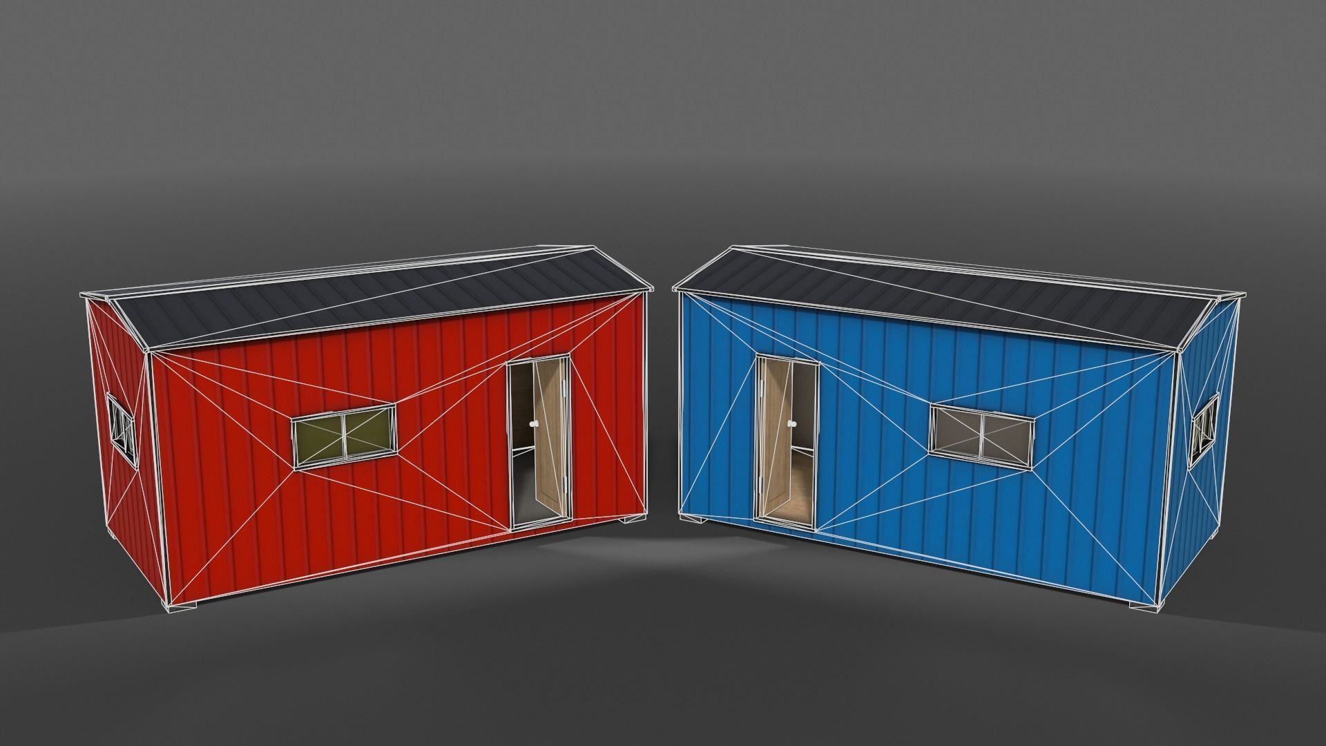 PBR Shed House B 20ft V1 Low-poly 3D model_6