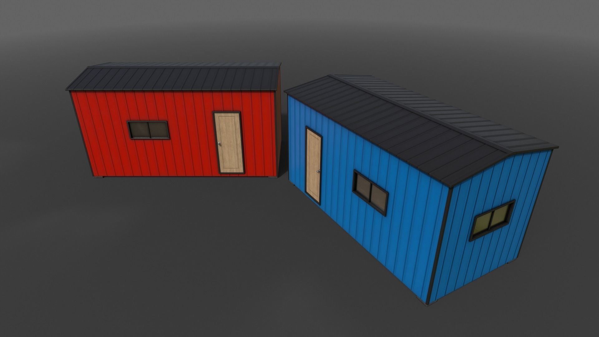 PBR Shed House B 20ft V1 Low-poly 3D model_10