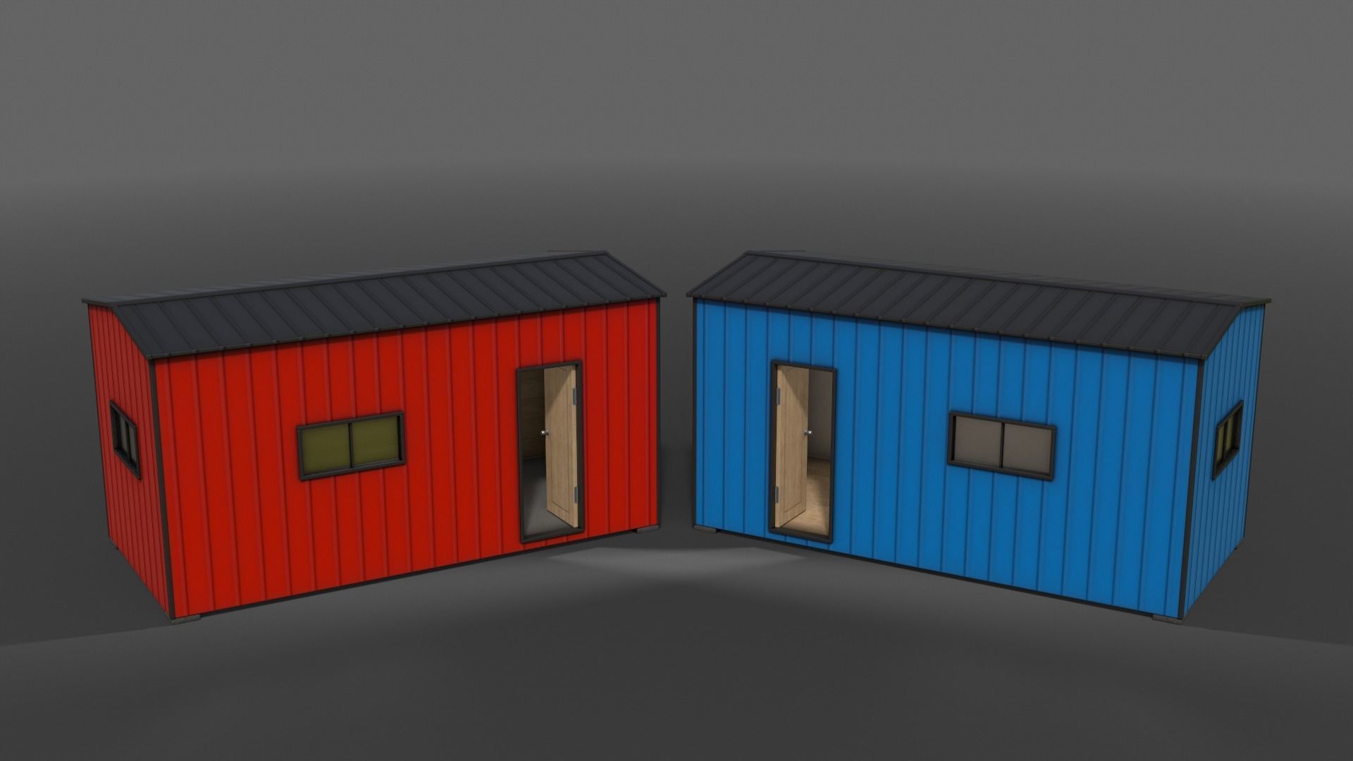 PBR Shed House B 20ft V1 Low-poly 3D model_5