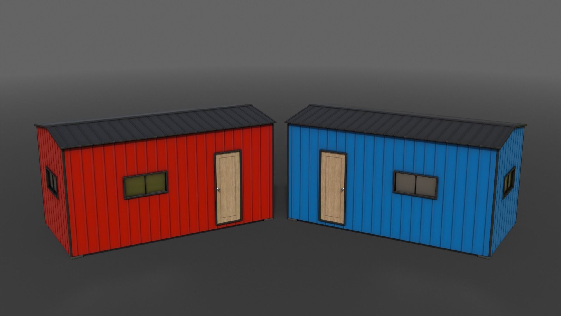 PBR Shed House B 20ft V1 Low-poly 3D model_4