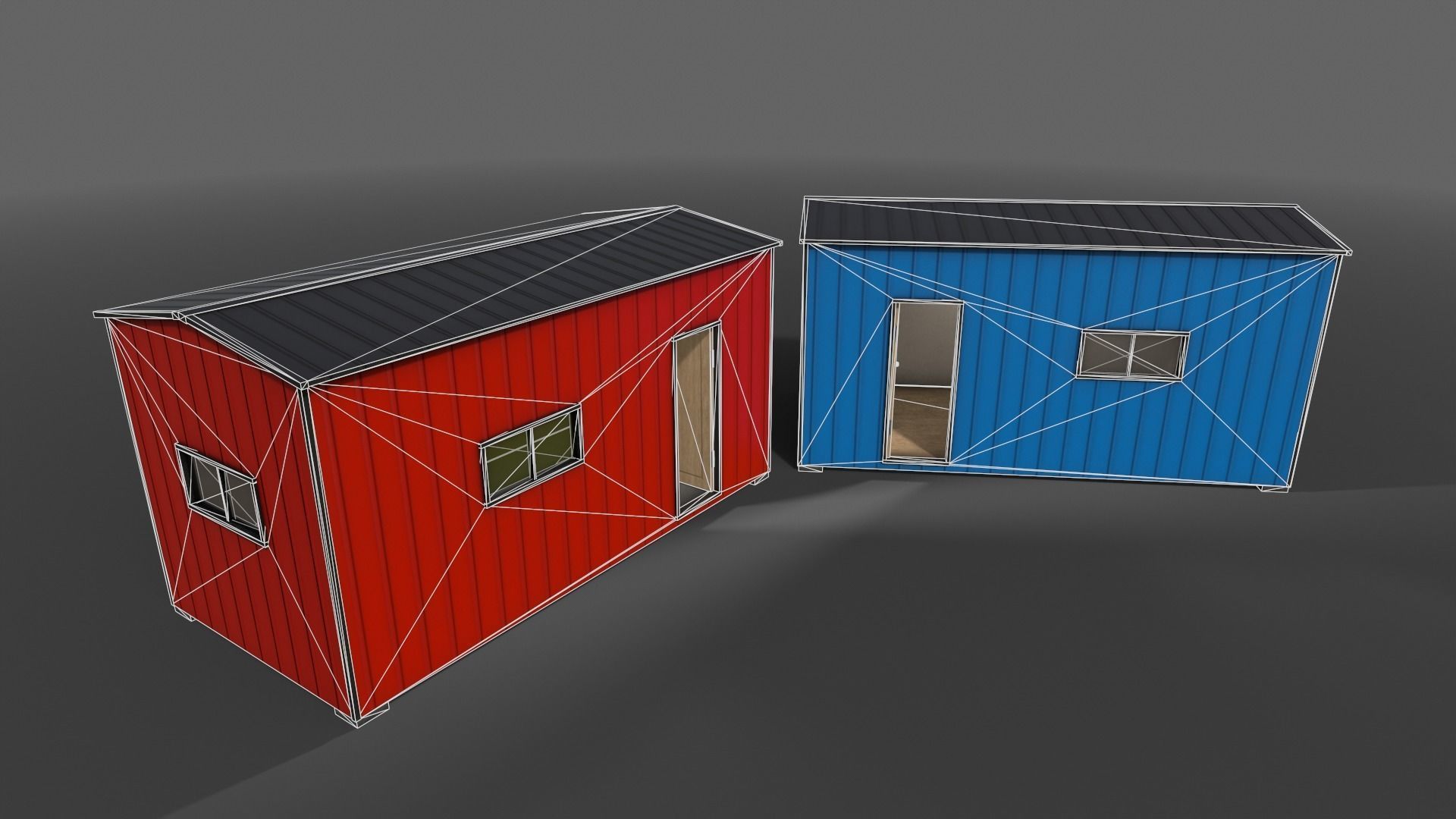 PBR Shed House B 20ft V1 Low-poly 3D model_9
