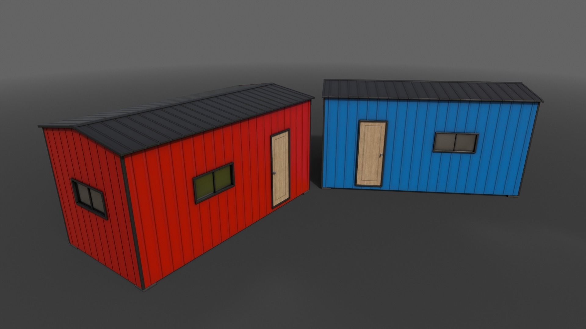 PBR Shed House B 20ft V1 Low-poly 3D model_7