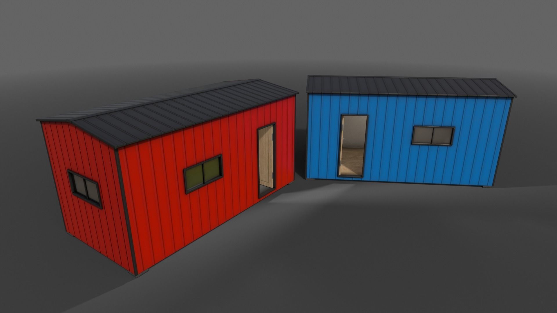 PBR Shed House B 20ft V1 Low-poly 3D model_8