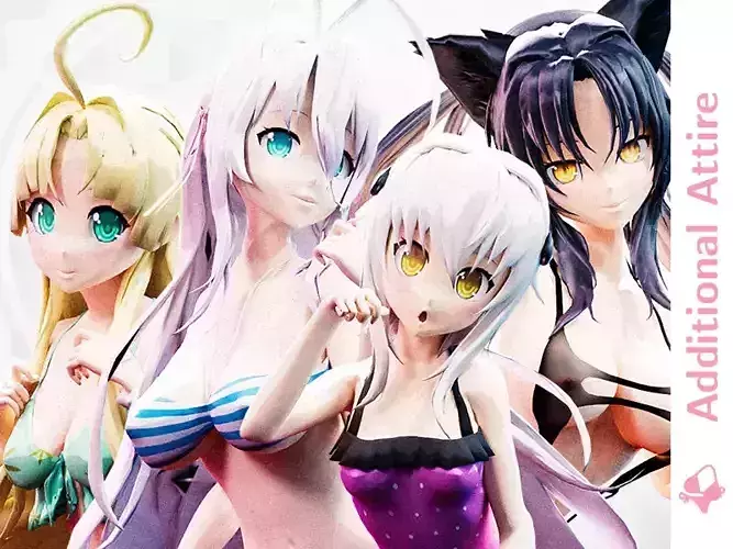 Highschool DxD - Swimsuits B - Additional Attire - MMD Model Low-poly 3D model