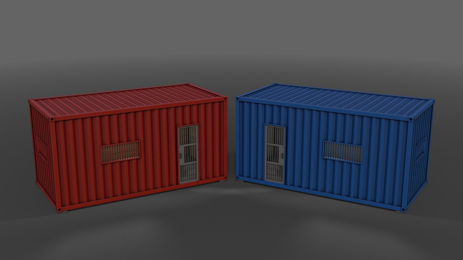 PBR Container House CA 20ft V1 Low-poly 3D model_4