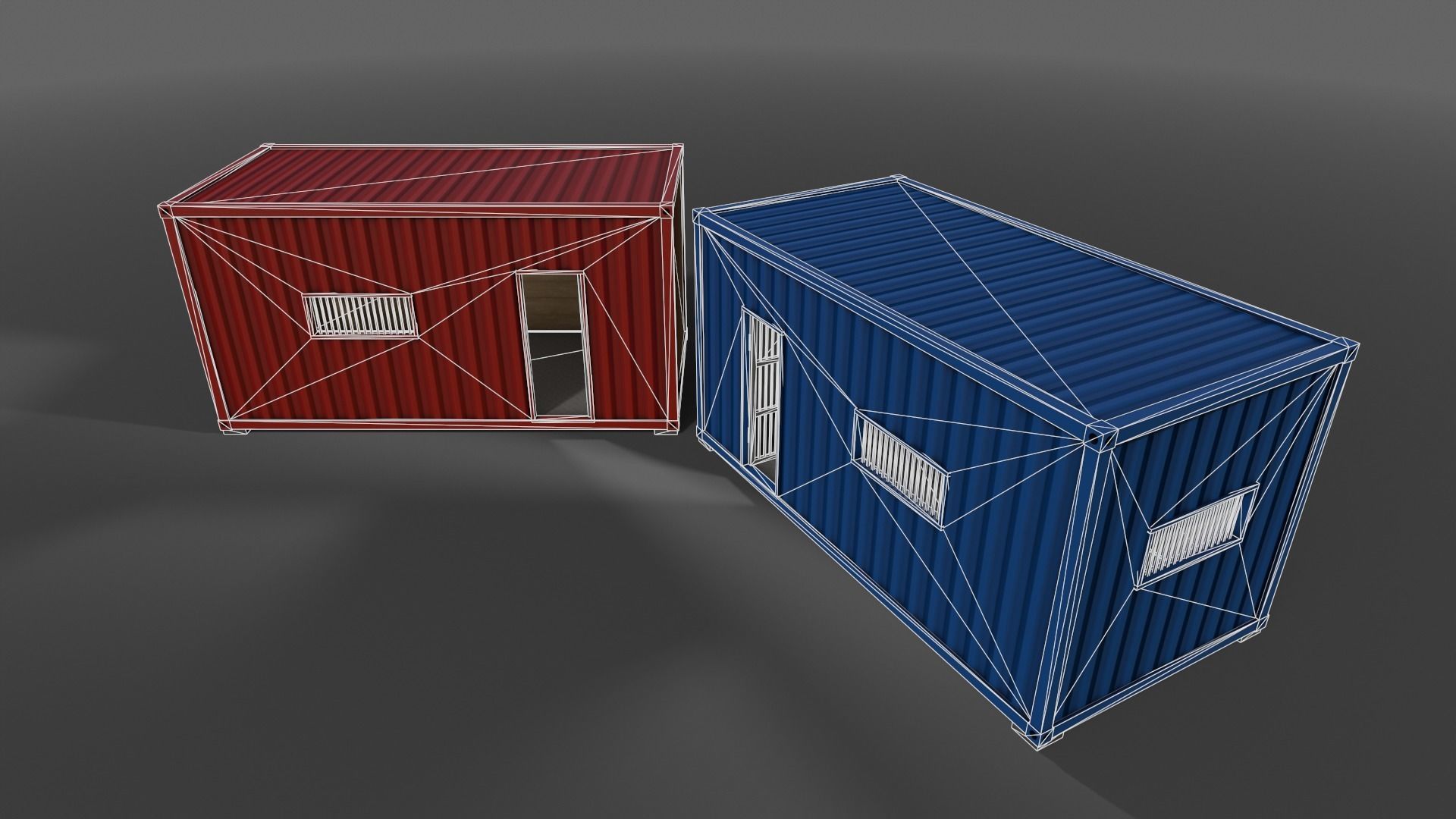 PBR Container House CA 20ft V1 Low-poly 3D model_12
