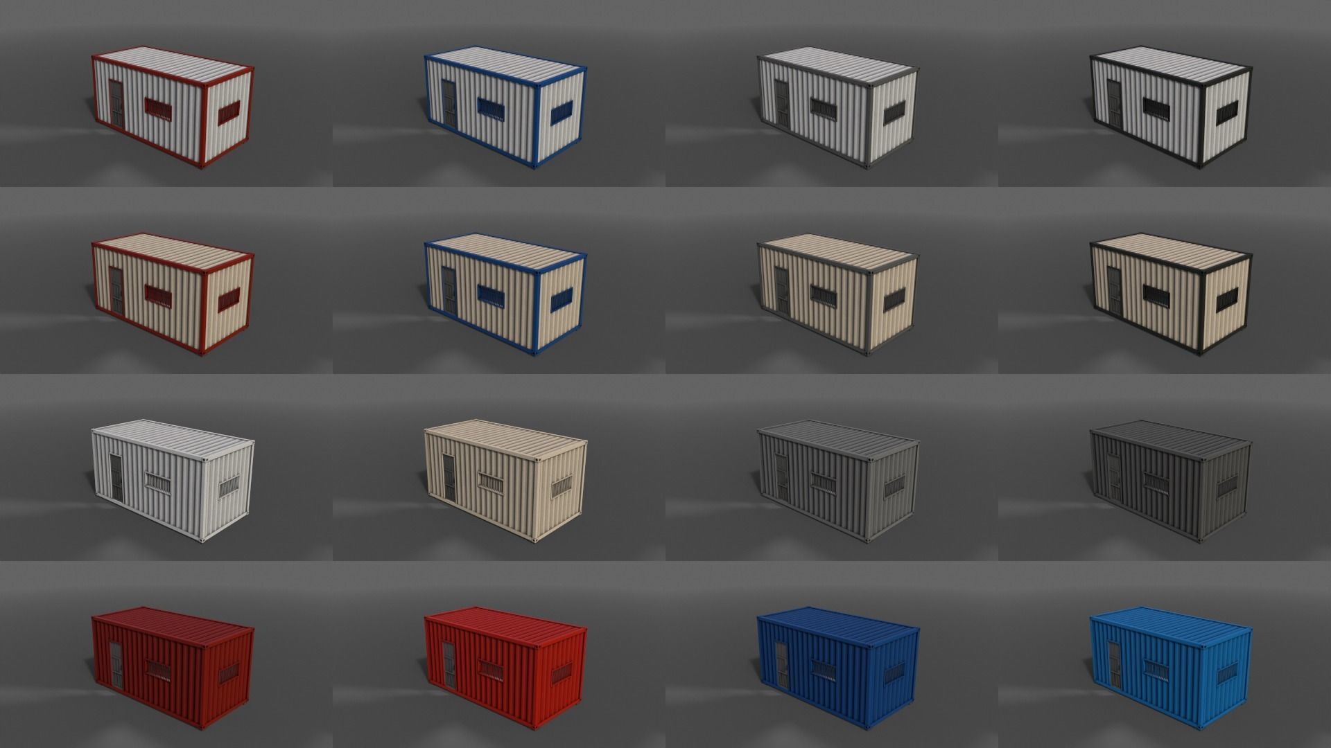 PBR Container House CA 20ft V1 Low-poly 3D model_2