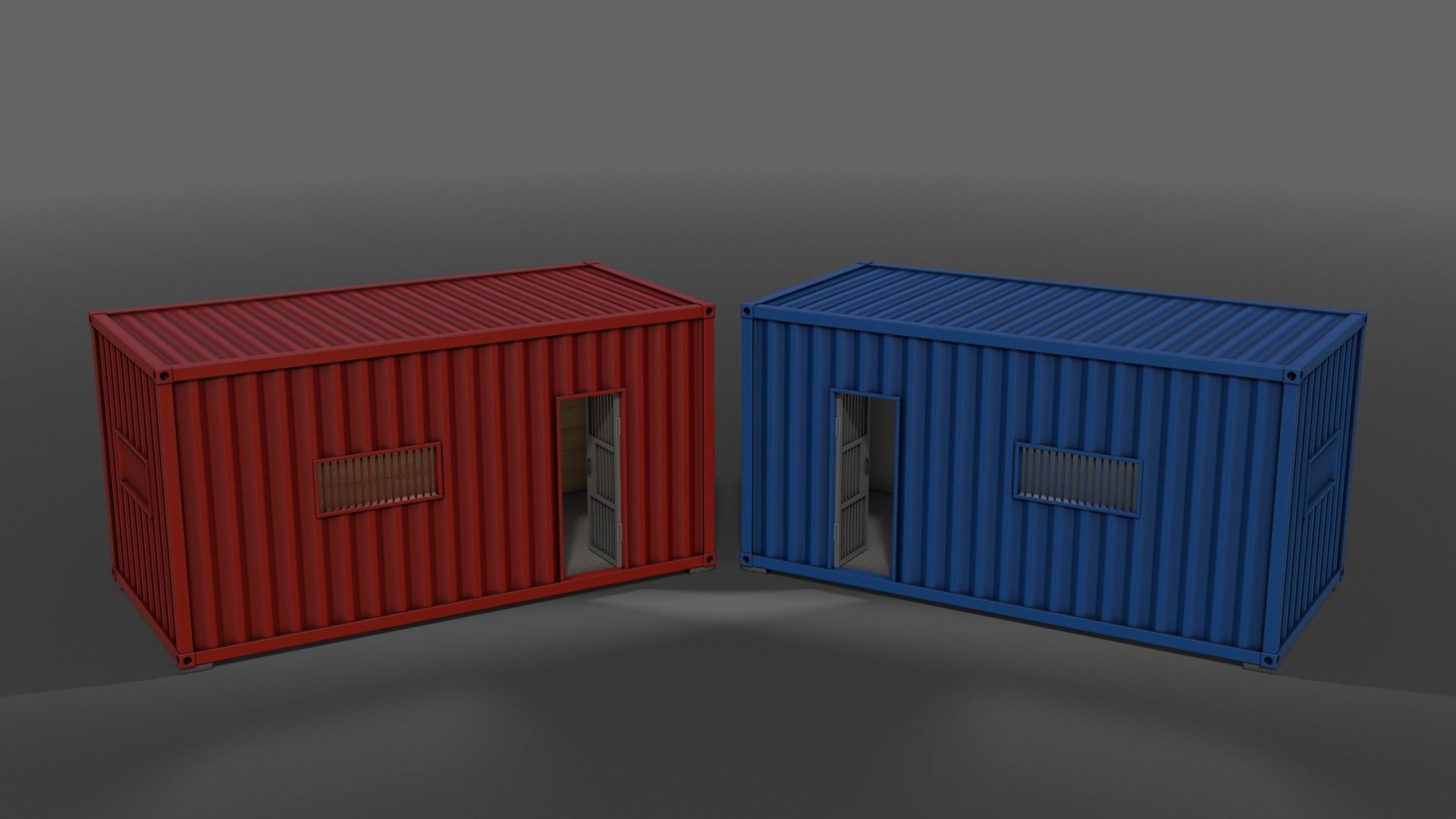 PBR Container House CA 20ft V1 Low-poly 3D model_5