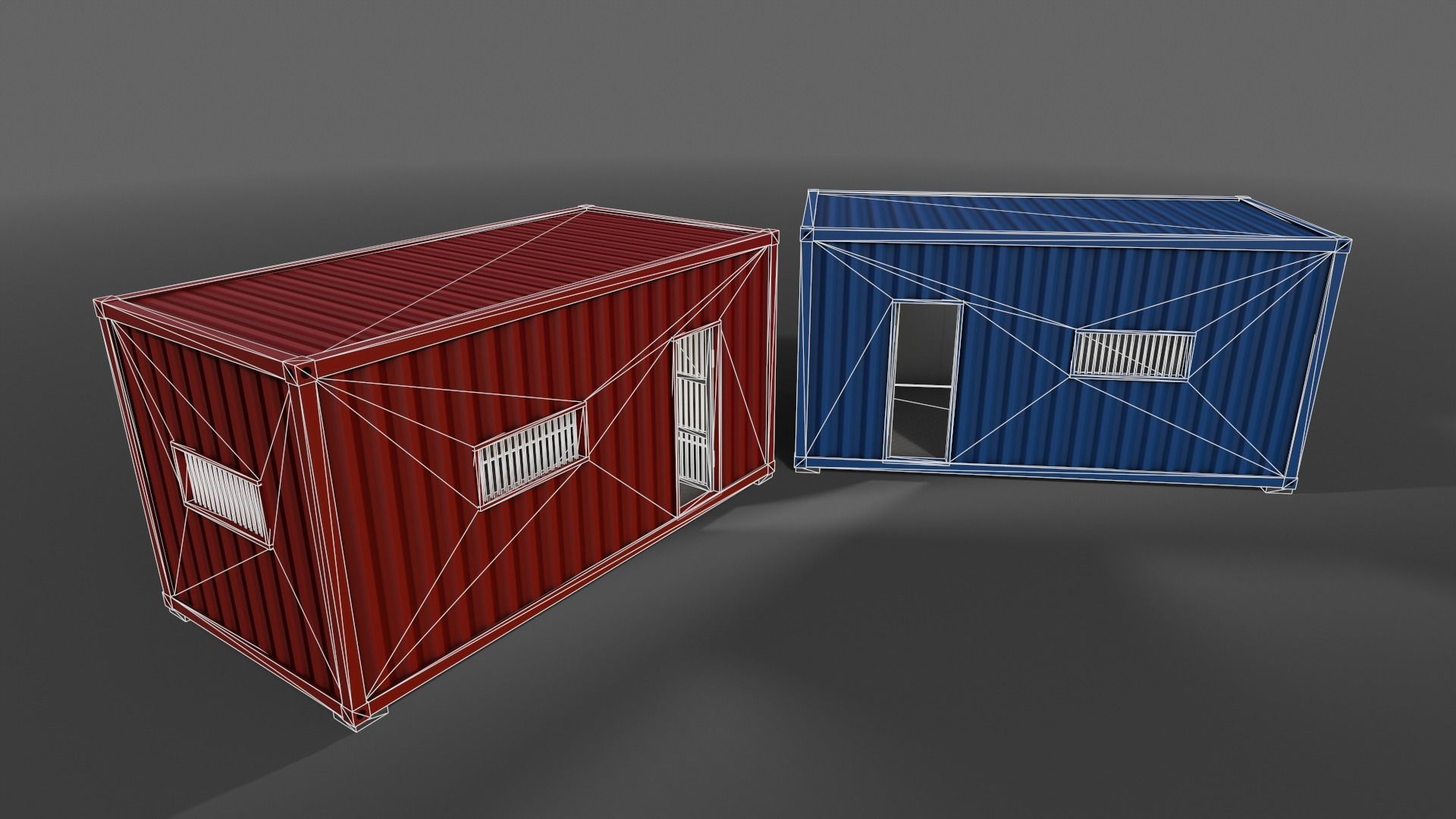 PBR Container House CA 20ft V1 Low-poly 3D model_9