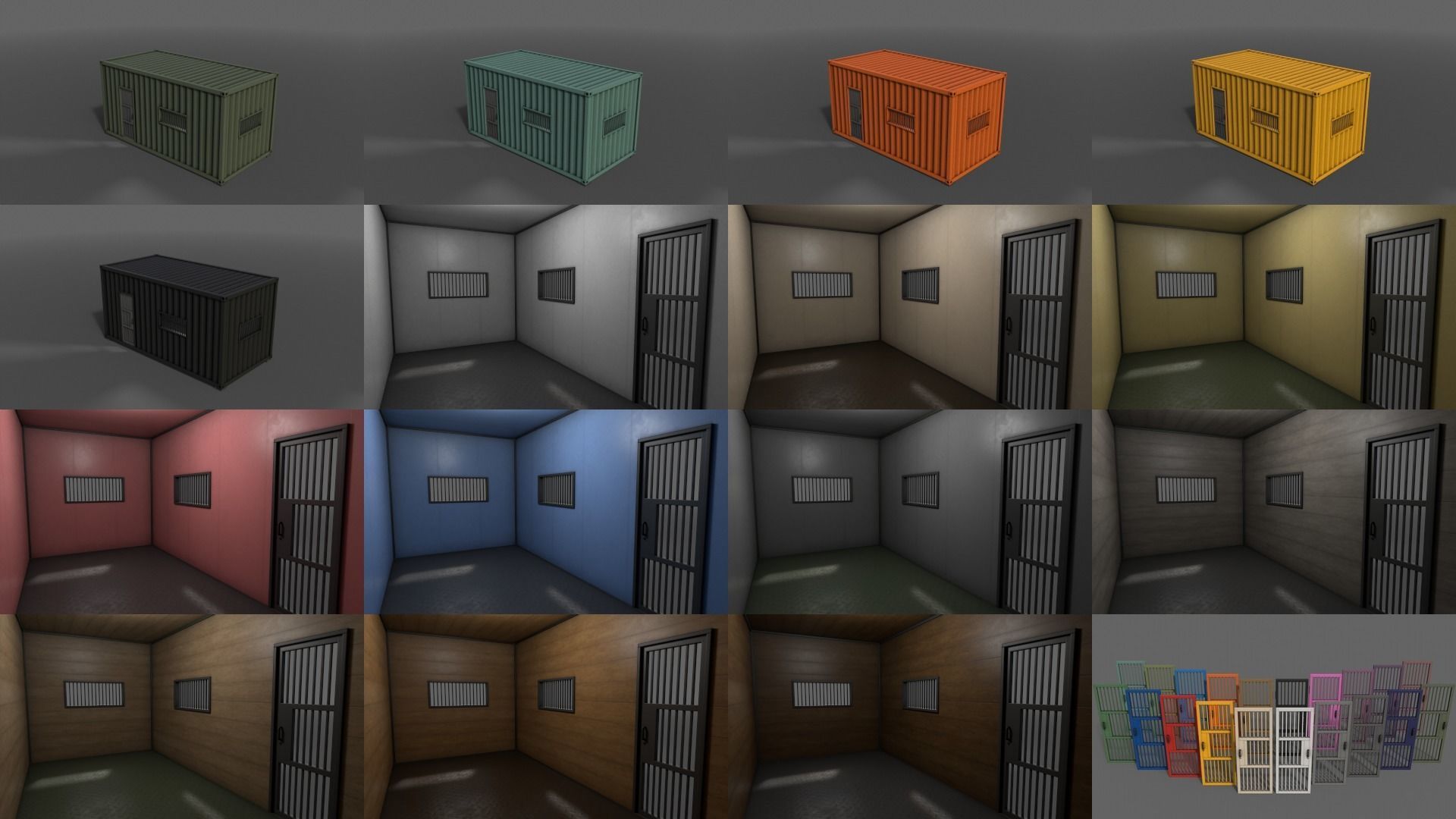 PBR Container House CA 20ft V1 Low-poly 3D model_3
