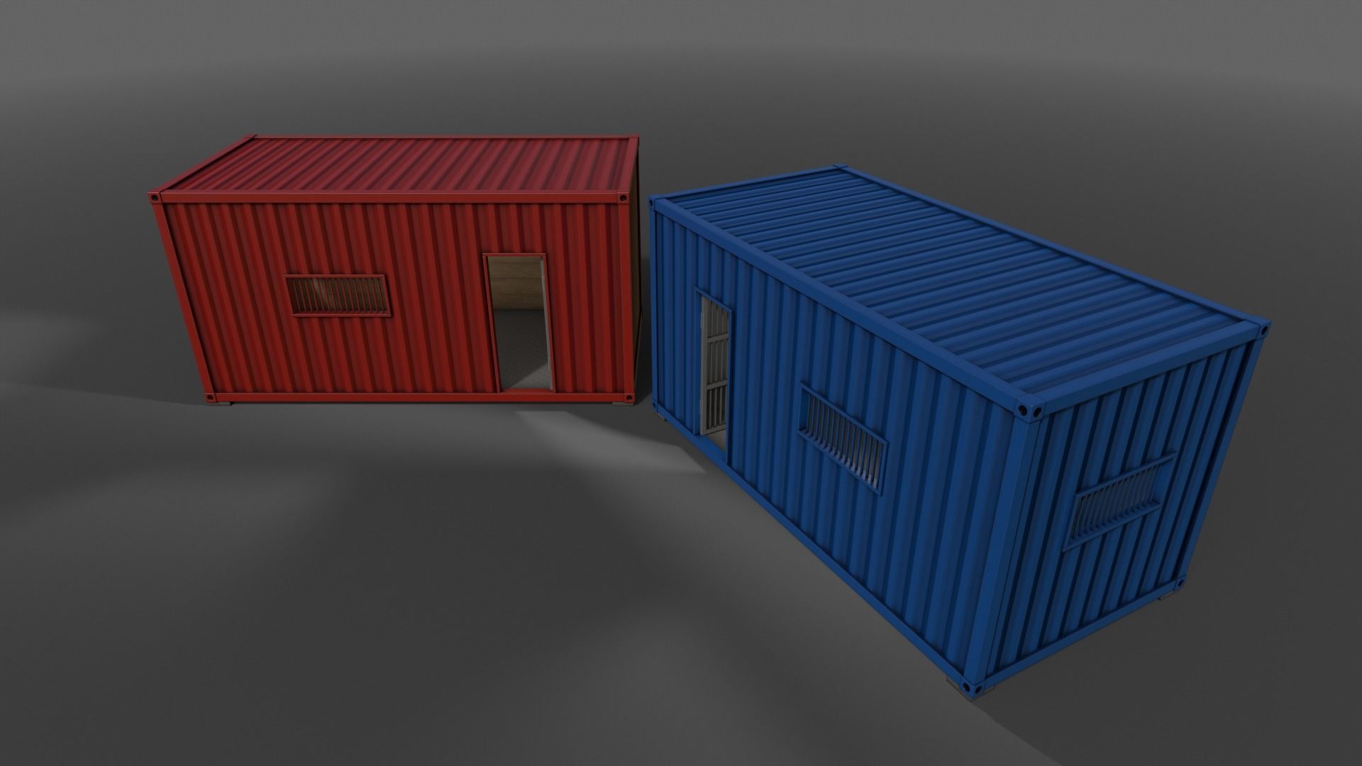 PBR Container House CA 20ft V1 Low-poly 3D model_11