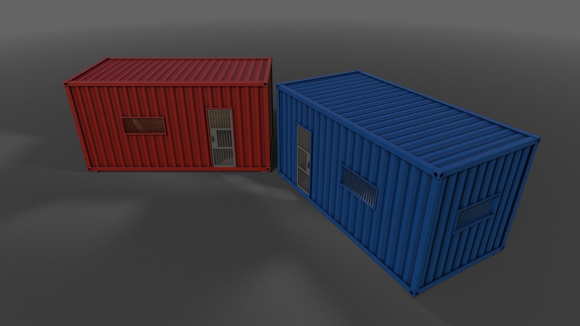 PBR Container House CA 20ft V1 Low-poly 3D model_10